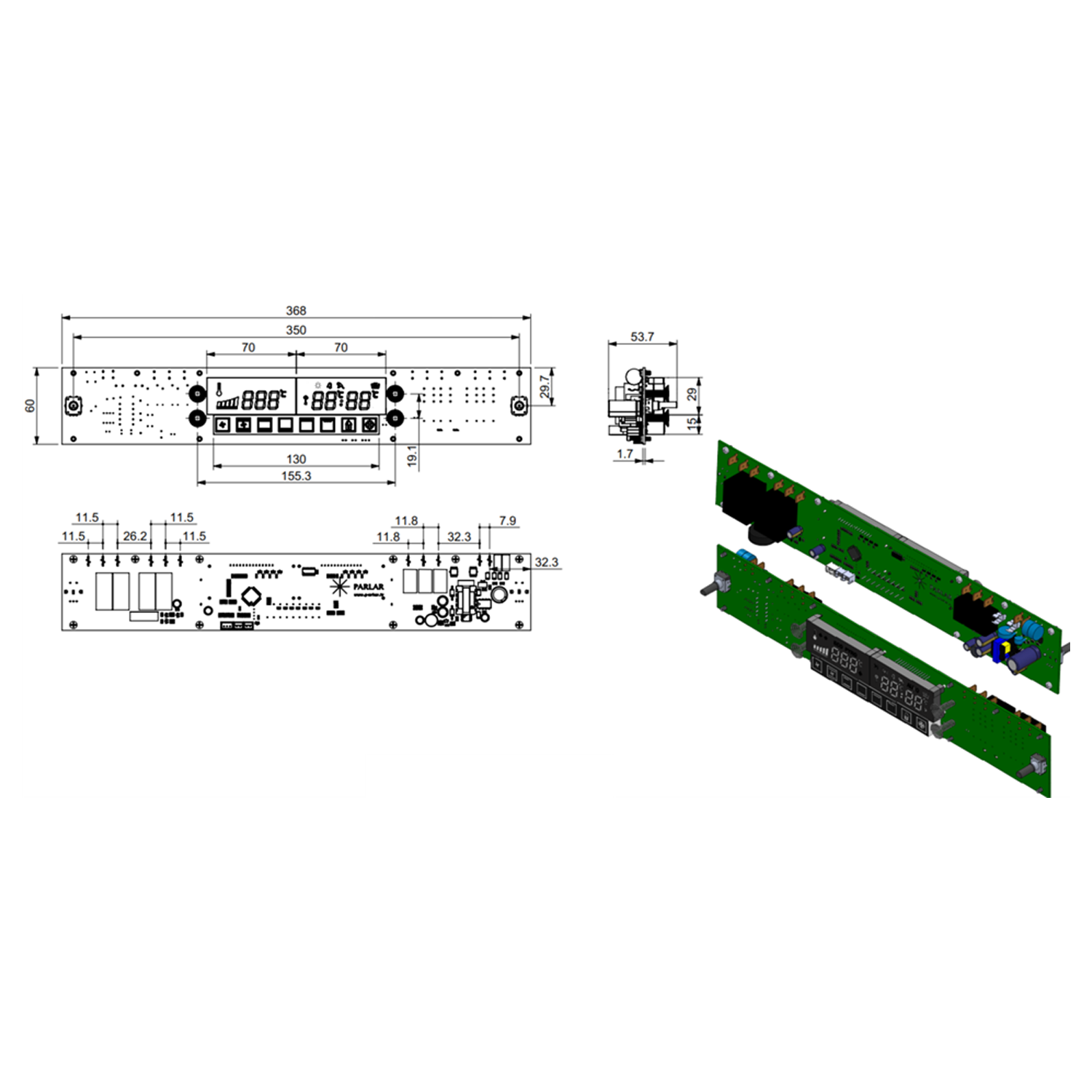 برد الکترونیکی فر توکارOC-3200C , برد الکترونیکی اجاق و فر​_برد الکترونیکی فر توکار