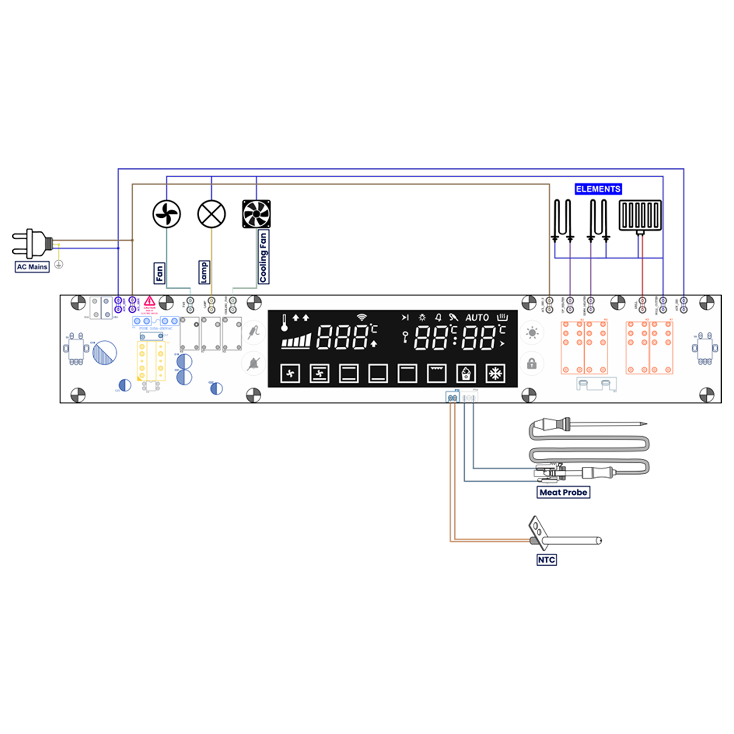 برد الکترونیکی فر توکارOC-3200C , برد الکترونیکی اجاق و فر​_برد الکترونیکی فر توکار